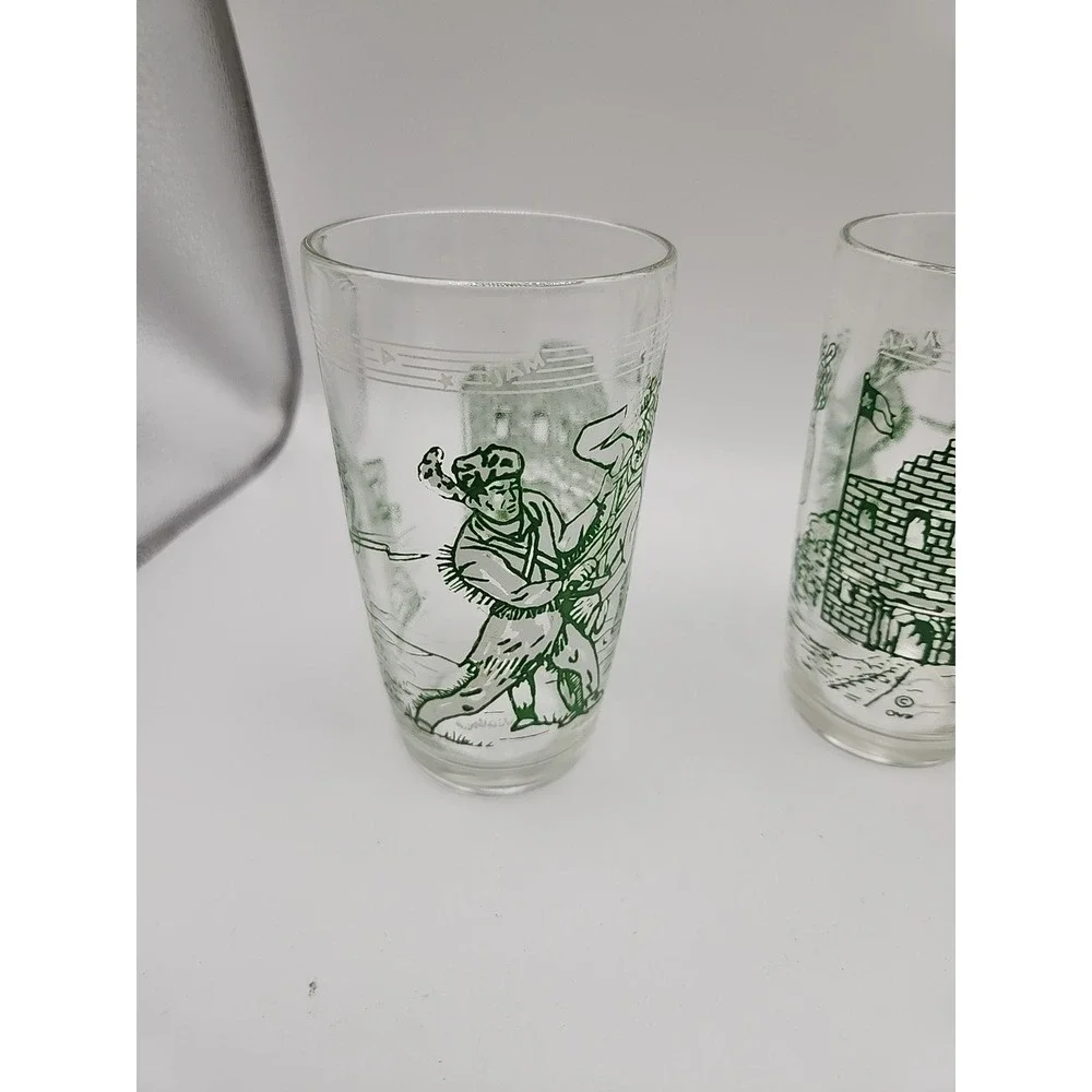 Davy Crockett Vintage Drinking Glass The Alamo Jam Jar Set Of 2